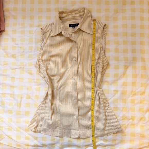 PINSTRIPE VINTAGE COLLARED BUTTON UP TOP - XS S - Picture 10 of 12